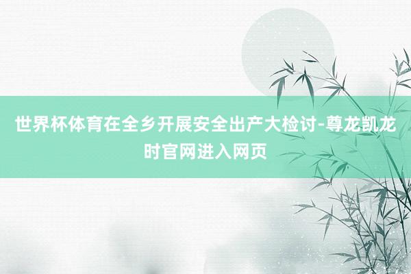 世界杯体育在全乡开展安全出产大检讨-尊龙凯龙时官网进入网页