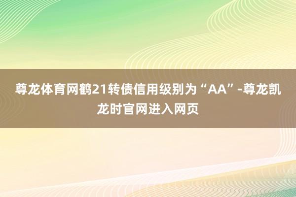 尊龙体育网鹤21转债信用级别为“AA”-尊龙凯龙时官网进入网页