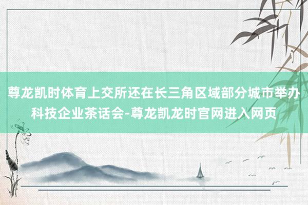 尊龙凯时体育上交所还在长三角区域部分城市举办科技企业茶话会-尊龙凯龙时官网进入网页