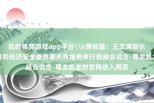 凯时体育游戏app平台\n原标题:王文涛部长与欧盟委员会交易和经济安全委员谢夫乔维奇举行视频会说念-尊龙凯龙时官网进入网页
