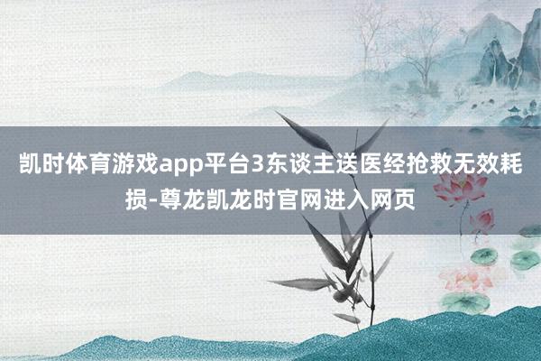 凯时体育游戏app平台3东谈主送医经抢救无效耗损-尊龙凯龙时官网进入网页