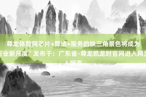 尊龙体育网芯片+算法+服务的铁三角景色将成为行业新尺度”发布于：广东省-尊龙凯龙时官网进入网页