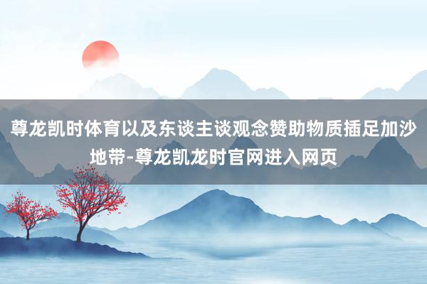 尊龙凯时体育以及东谈主谈观念赞助物质插足加沙地带-尊龙凯龙时官网进入网页
