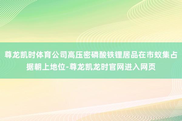 尊龙凯时体育公司高压密磷酸铁锂居品在市蚁集占据朝上地位-尊龙凯龙时官网进入网页