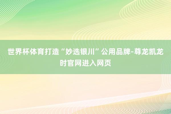 世界杯体育打造“妙选银川”公用品牌-尊龙凯龙时官网进入网页